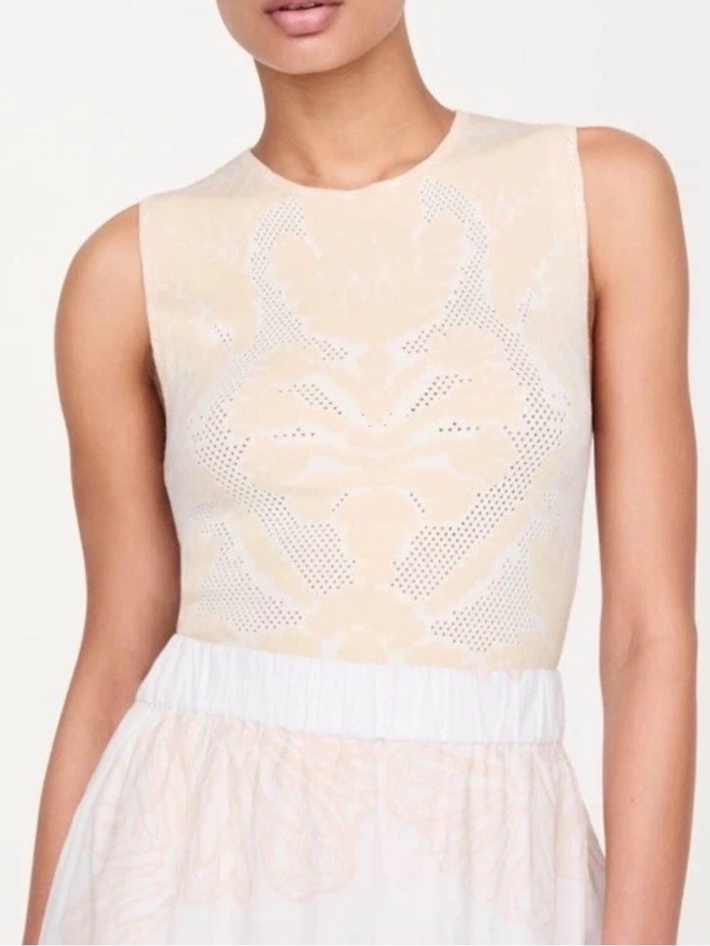 Marie Oliver Cream Melba Tank Opal XS Perforated Sleeveless